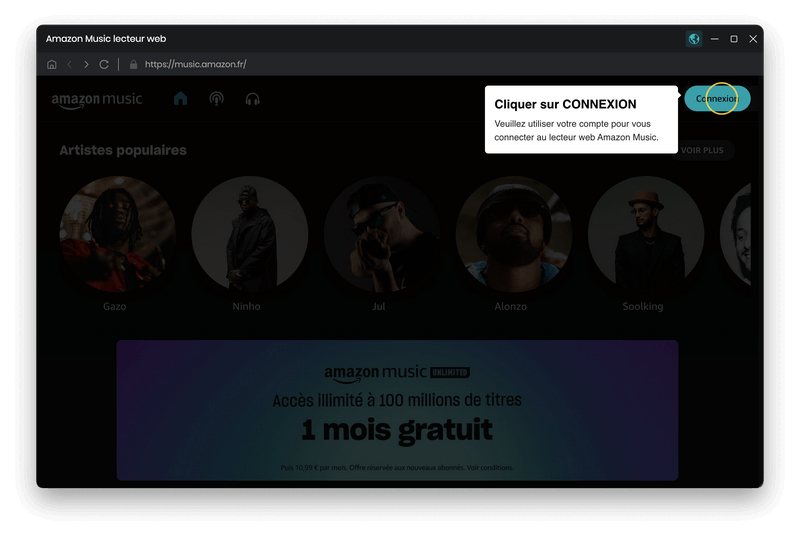 Connectez à votre compte Amazon Music