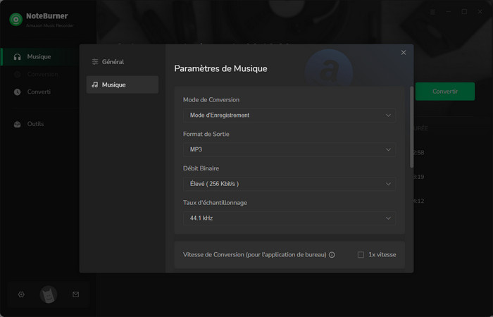 Terminez les paramètres de sortie