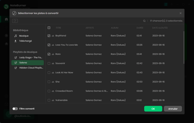 Importez des musique iTunes dans NoteBurner