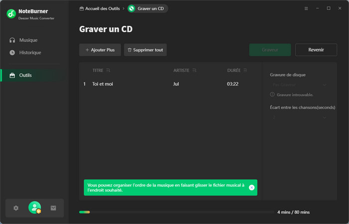 Graver de la musique Deezer sur CD