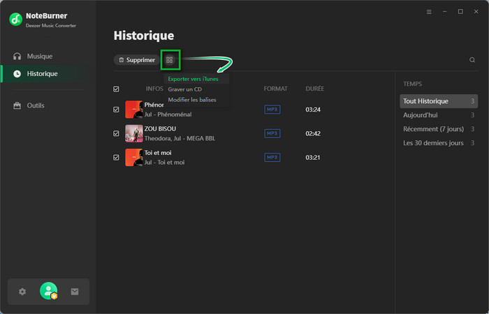 Exporter vers iTune