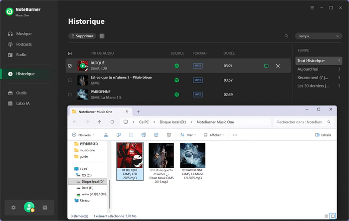 Afficher les musiques Spotify téléchargées
