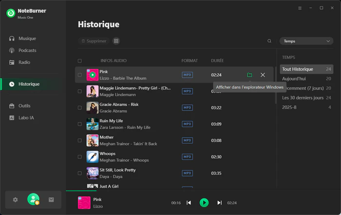 Visualisez les chansons SoundCloud téléchargées