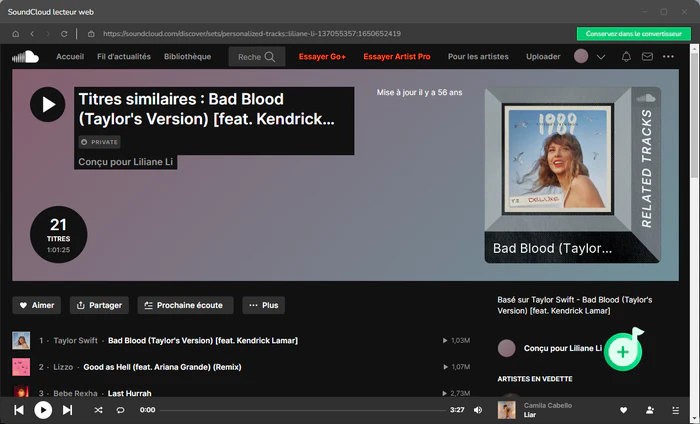 Ouvrez la playlist dans SoundCloud