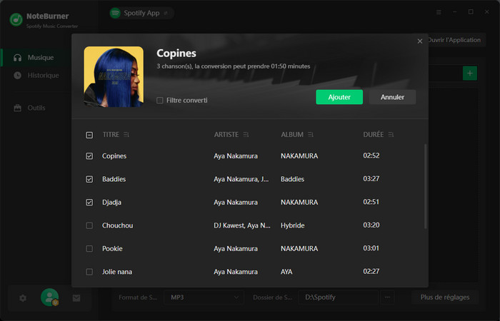 Ajoutez un titre/un album/une playlist depuis Spotify