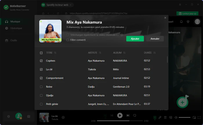 Sélectionner les titres Spotify à télécharger