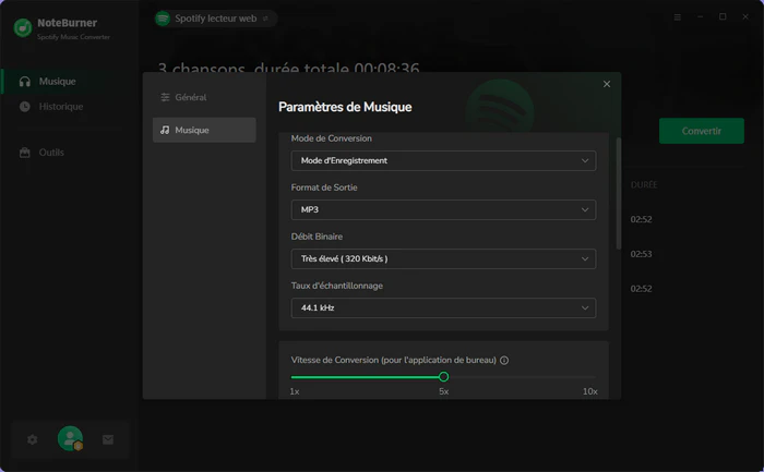 Ajuster les paramètres musicaux de Spotify