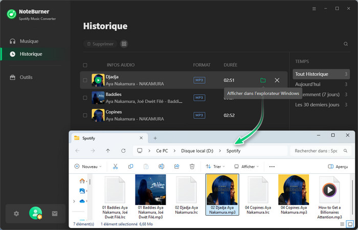 Vérifier les téléchargements Spotify