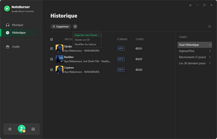 Exporter vers iTunes
