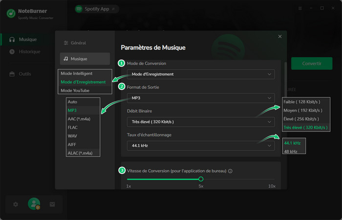 Personnaliser les paramètres de sortie