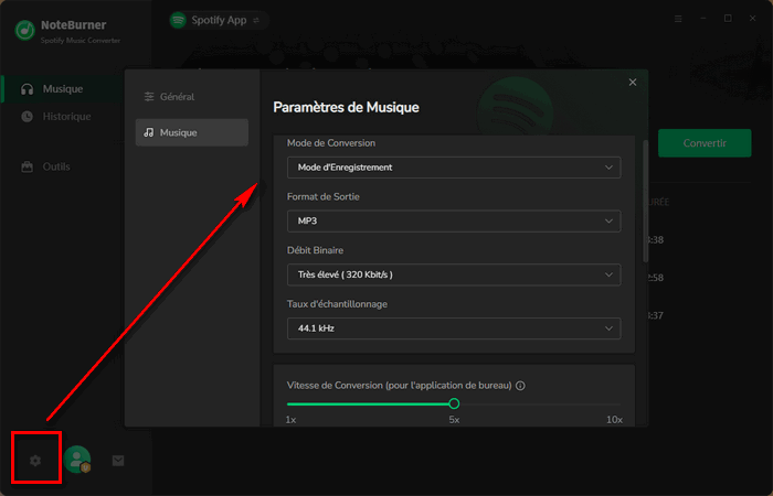 Réglez les paramètres de sortie