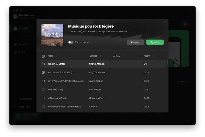 Ajoutez des playlists de YouTube Music à NoteBurner