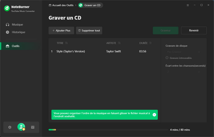 Gravez des chansons de YouTube Music sur CD