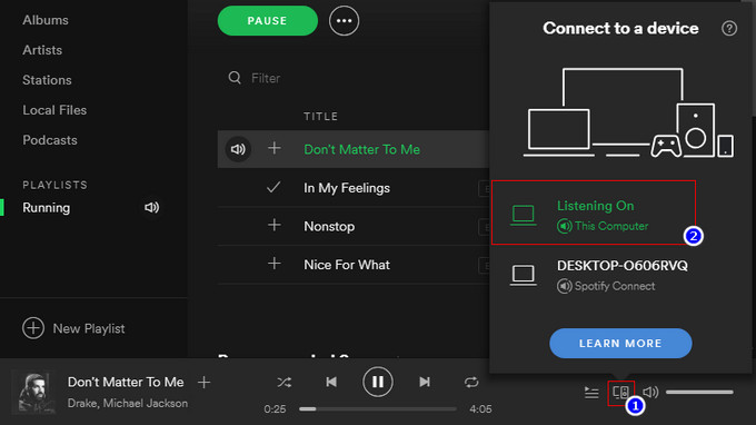 Listenning on This Computer dans Spotify