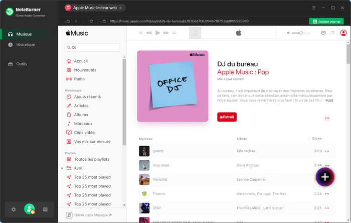 Ajoutez des musiques d'Apple Music à NoteBurner