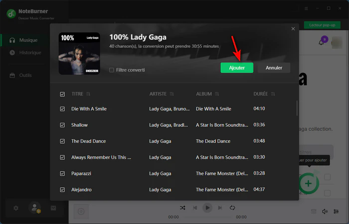 Ajoutez les morceaux Deezer à NoteBurner