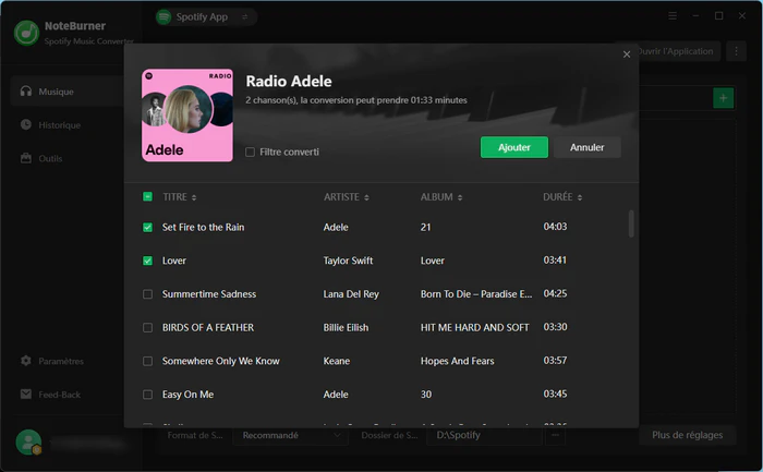 Ajoutez la playlist Spotify à NoteBurner