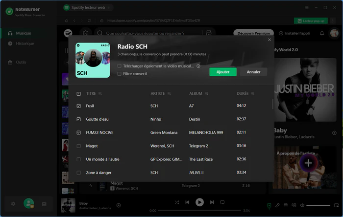 Ajoutez la playlist Spotify à NoteBurner