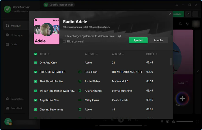 Choisissez la playlist Spotify à télécharger