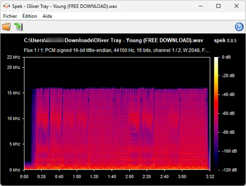 Analyse Spek d'un convertisseur SoundCloud WAV en ligne