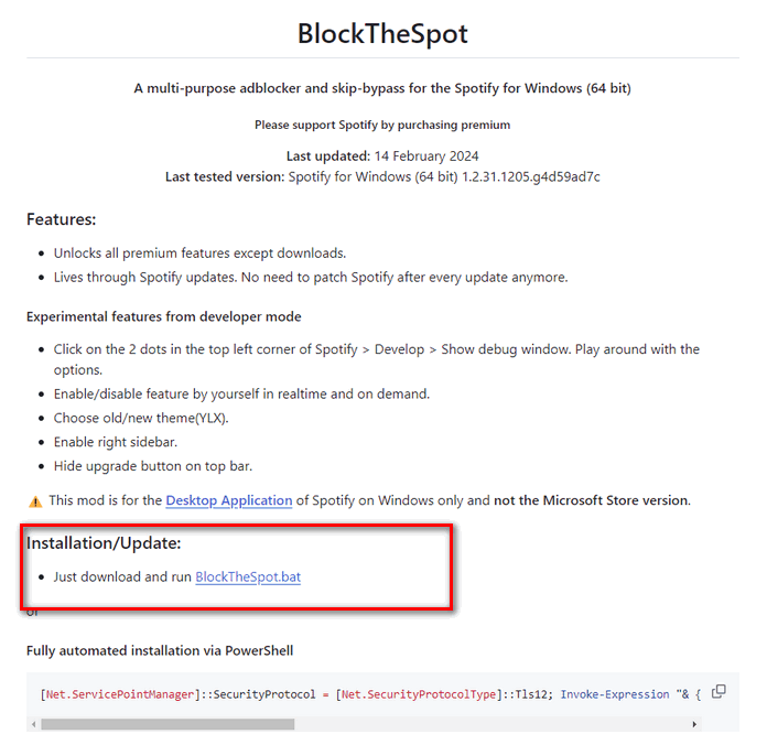 GitHub BlockTheSpot