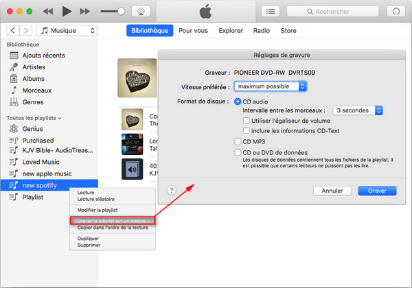 Graver les chansons de Spotify
