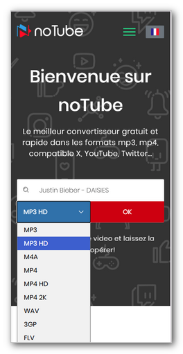 Sélectionner le format de YouTube à télécharger