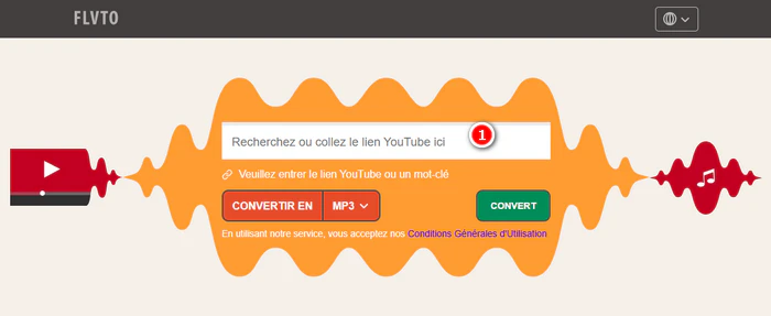 Copier le lien YouTube dans Flvto