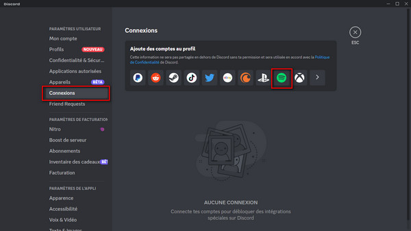 Connexion de discord