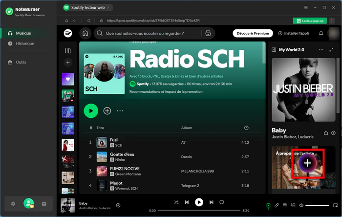 Lancez NoteBurner Convertisseur Spotify WAV