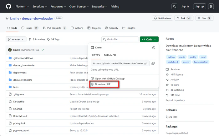 Deezer Downloader GitHub : deezer-downloader