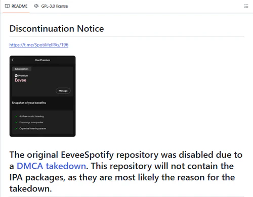 Plainte DMCA de Spotify