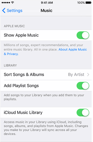 Activer iCloud Music Library