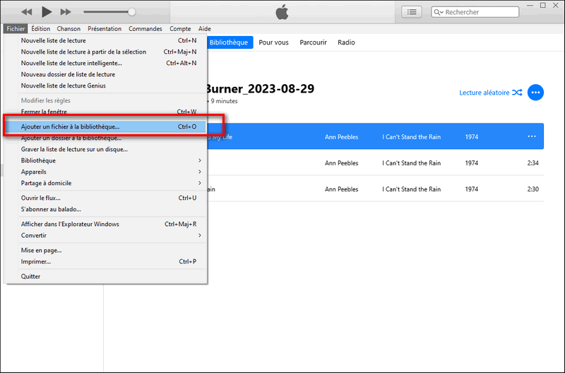Importez des fichiers locaux à l'aide d'iTunes