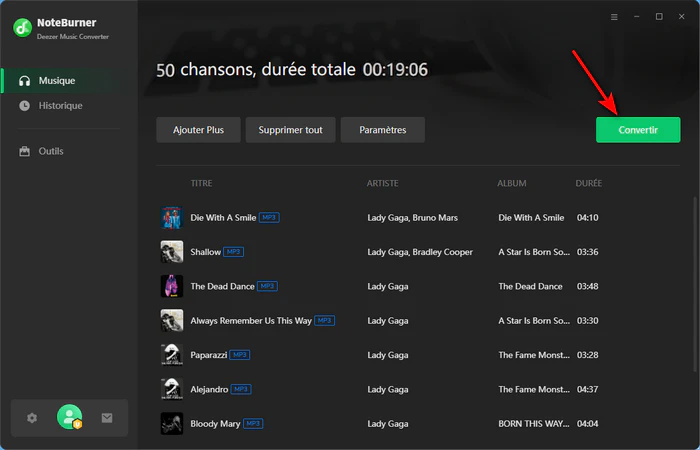 Lancez le téléchargement de Deezer en MP3