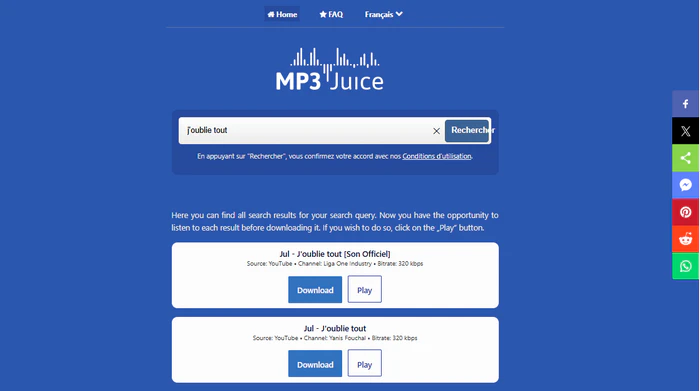 Alternative à MyFreeMP3 : MP3 Juice