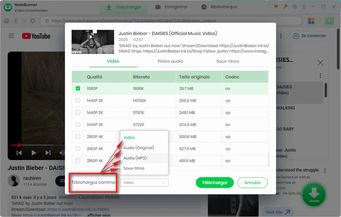 Télécharger des vidéos YouTube en MP4