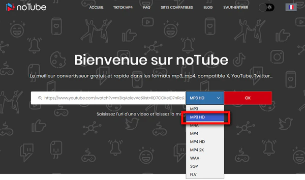 noTube convertisseur YouTube MP3 320 kbps