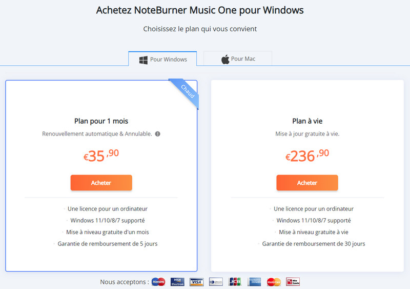 Prix du NoteBurner Music One