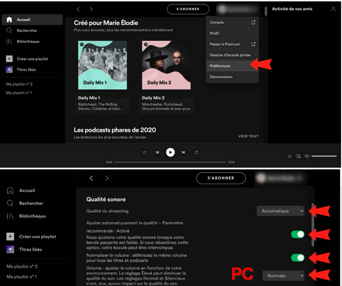 Changez la qualité de audio PC