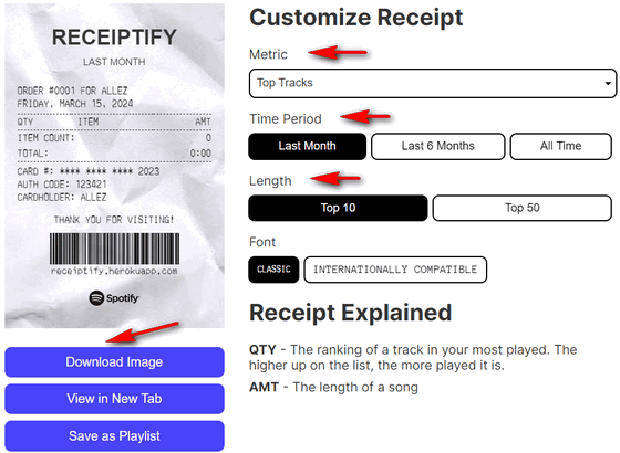 Créer votre reçu Spotify unique