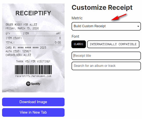 Personnaliser votre Spotify Receiptify