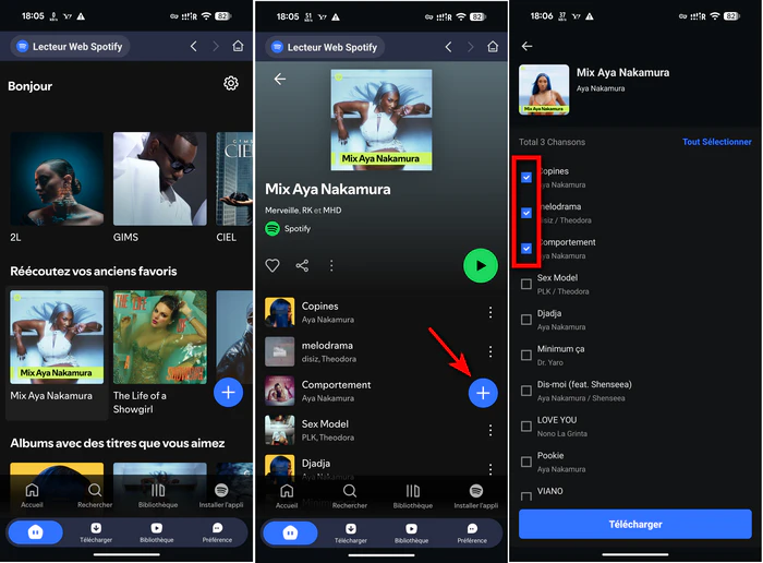 Sélectionnez les morceaux Spotify à télécharger