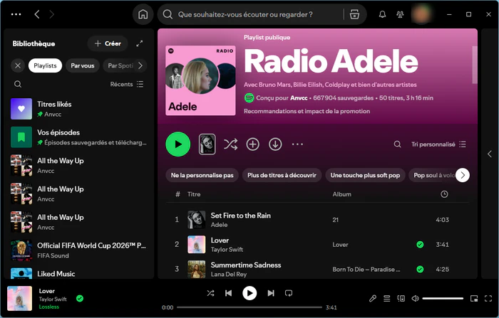 Sélectionnez le mode Spotify App