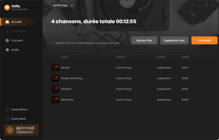 Démarrez la conversion de la musique Spotify