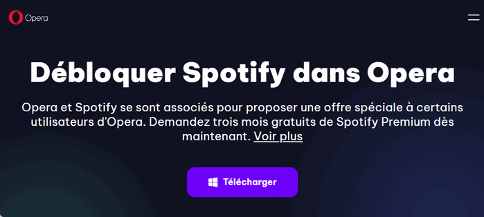  Spotify gratuit 4 mois avec Opera