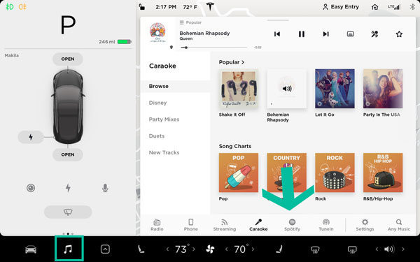 Écoutez Spotify sur Tesla via l'application intégré