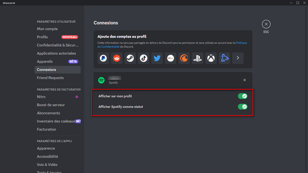 Connecter Spotify à Discord