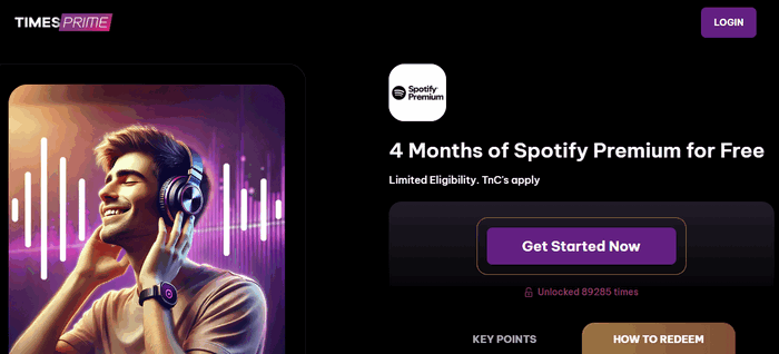 Spotify gratuit 3 mois avec Times Prime