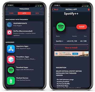 Télécharger Spotify++ sur TweakBox